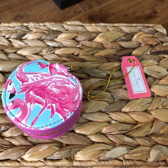 Simply Southern Flamingo print round zip around travel keychain - Picture 1 of 3